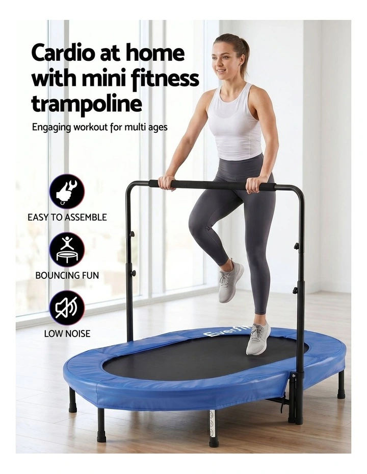 Everfit 56-Inch Foldable Fitness Trampoline Indoor Rebounder Adjustable Handrail image 4
