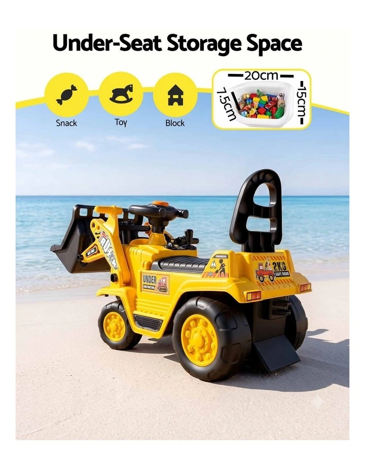 Keezi Kids Ride On Toy Car Bulldozer and Digger with Helmet Outdoor Sandpit Toys Yellow image 5