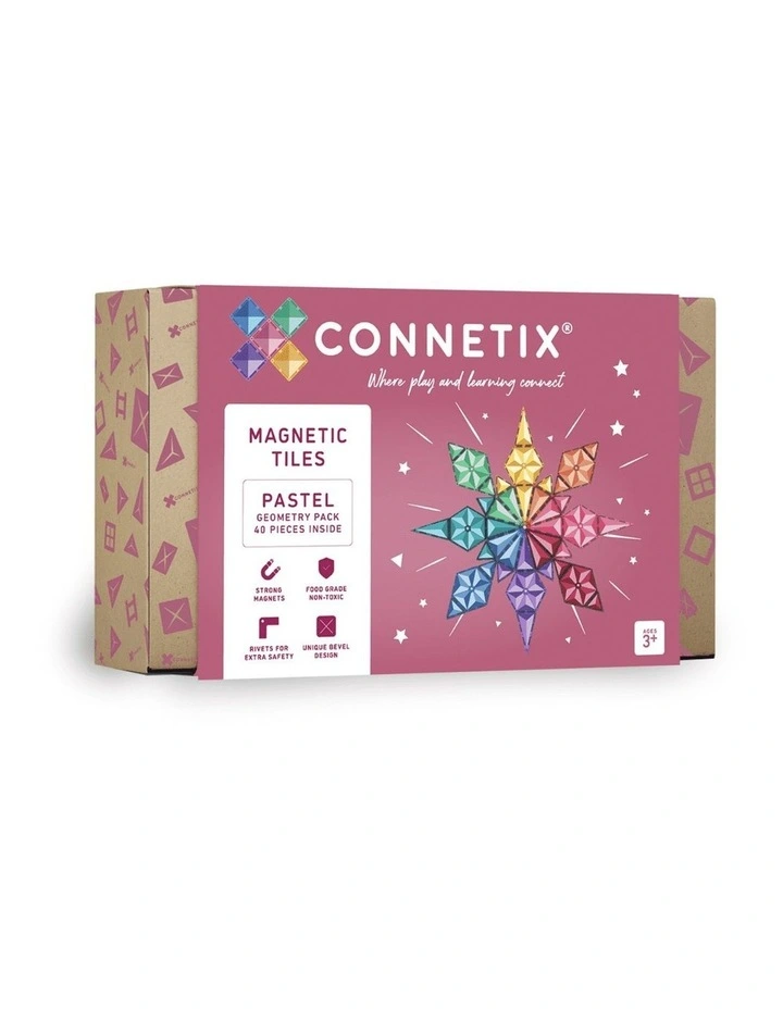 CONNETIX Magnetic Tiles Pastel Geometry Pack, 40 Pieces image 1