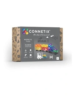 CONNETIX Magnetic Tiles Rainbow Transport Pack, 50 Pieces