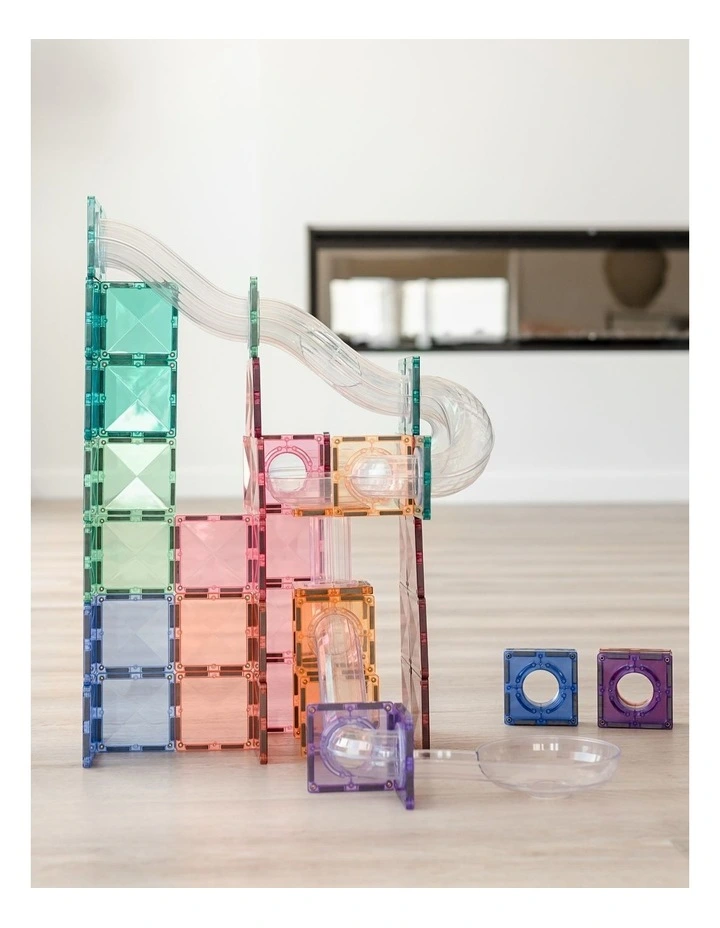 CONNETIX Magnetic Tiles Pastel Ball Run Expansion Pack, 80 Pieces image 2