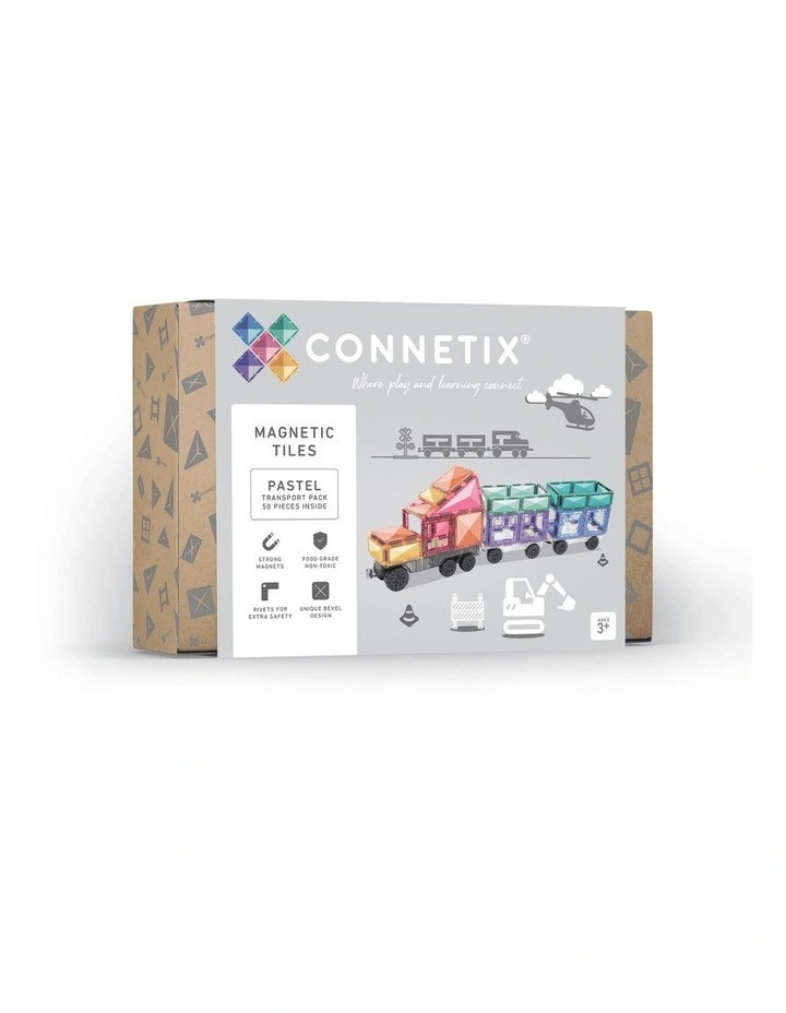 CONNETIX Magnetic Tiles Pastel Transport Pack, 50 Pieces image 1