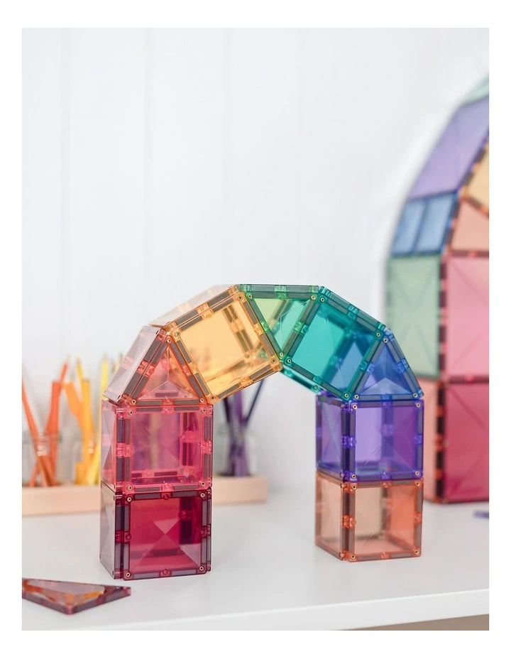 CONNETIX Magnetic Tiles Pastel Starter Pack, 64 Pieces image 2
