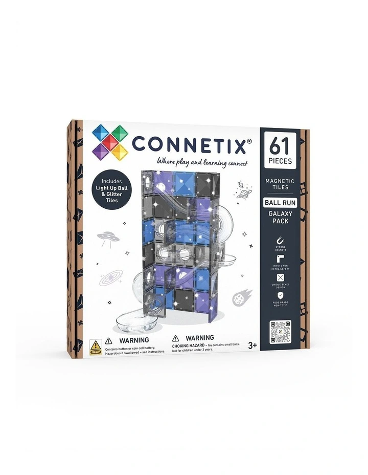CONNETIX Magnetic Tiles Ball Run Galaxy Pack, 61 Pieces image 1