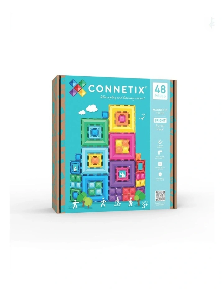 CONNETIX Magnetic Tiles Bright Portal Pack, 48 Pieces image 1