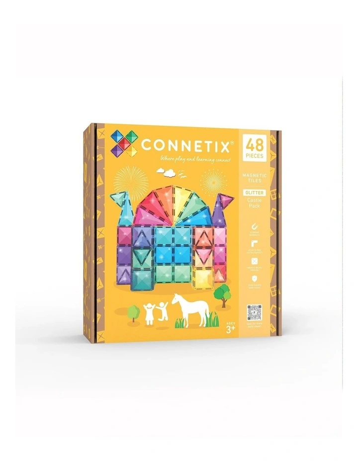 CONNETIX Magnetic Tiles Glitter Castle Pack, 48 Pieces image 1