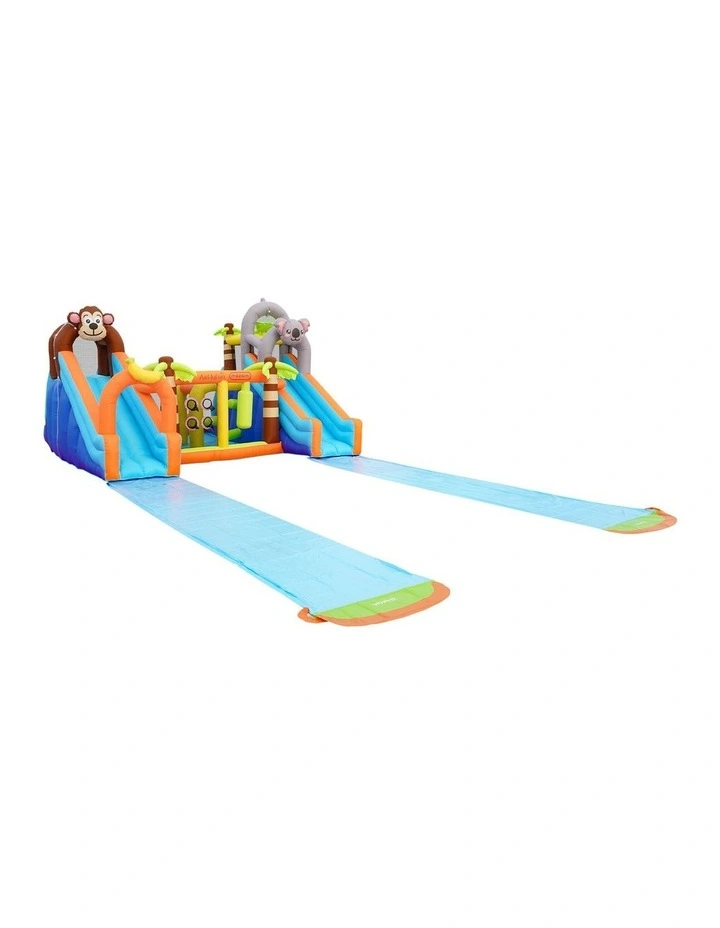 AirMyFun Inflatable Castle 12 Play Zones Dual 5M Water Slide Animal Theme image 1