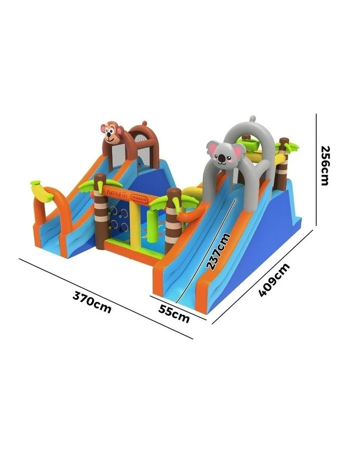AirMyFun Inflatable Castle 12 Play Zones Dual 5M Water Slide Animal Theme image 2