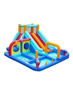 Doctor Dolphin Inflatable Water Park 10-in-1 Kids Pools House Castle 2 Slides