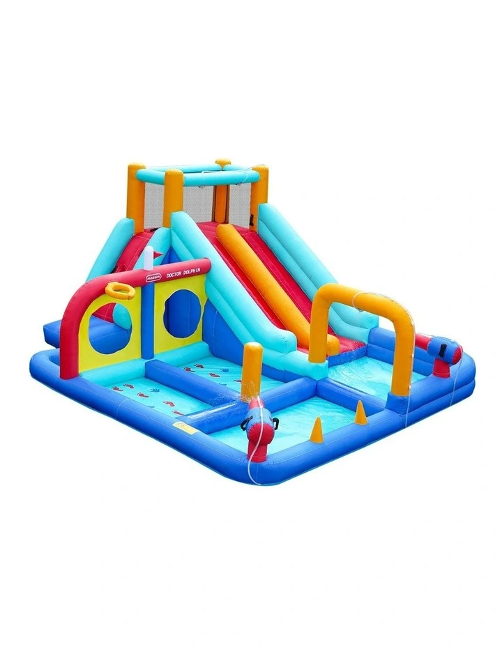 Doctor Dolphin Inflatable Water Park 10-in-1 Kids Pools House Castle 2 Slides image 1