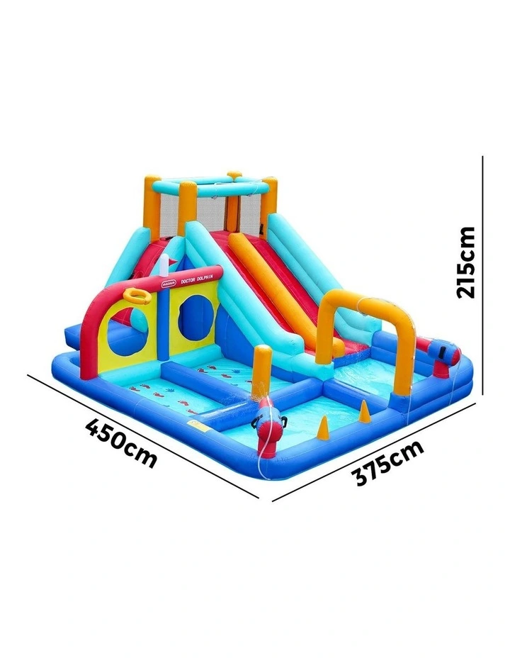 Doctor Dolphin Inflatable Water Park 10-in-1 Kids Pools House Castle 2 Slides image 3
