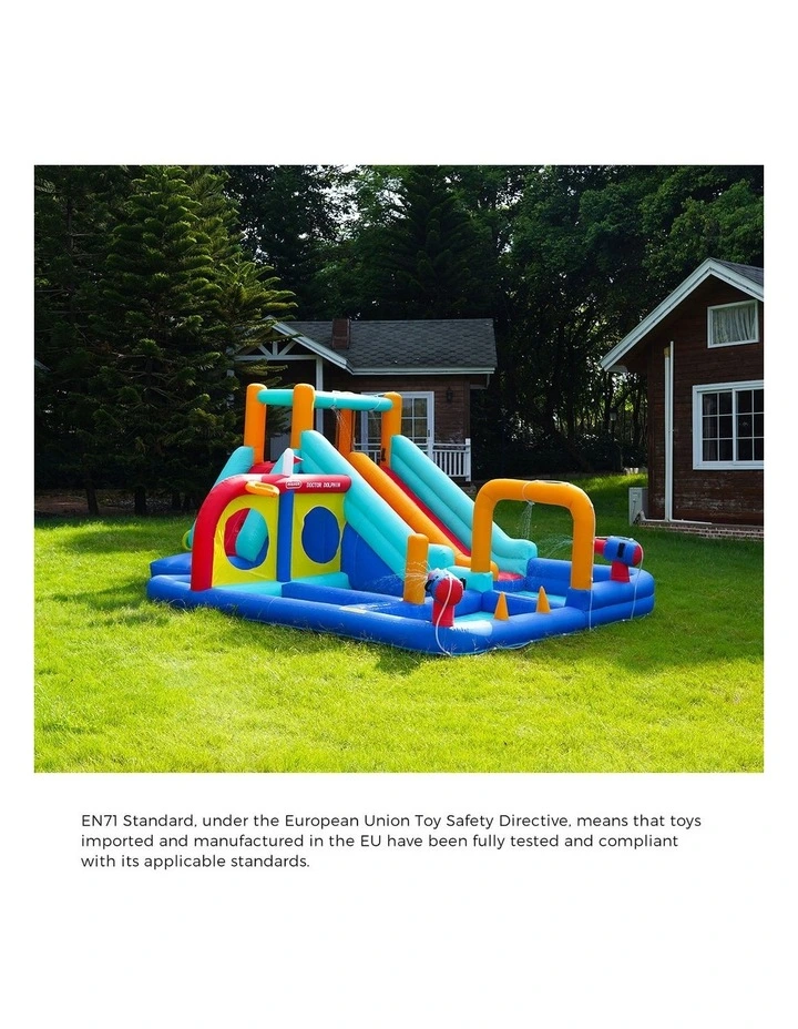 Doctor Dolphin Inflatable Water Park 10-in-1 Kids Pools House Castle 2 Slides image 6