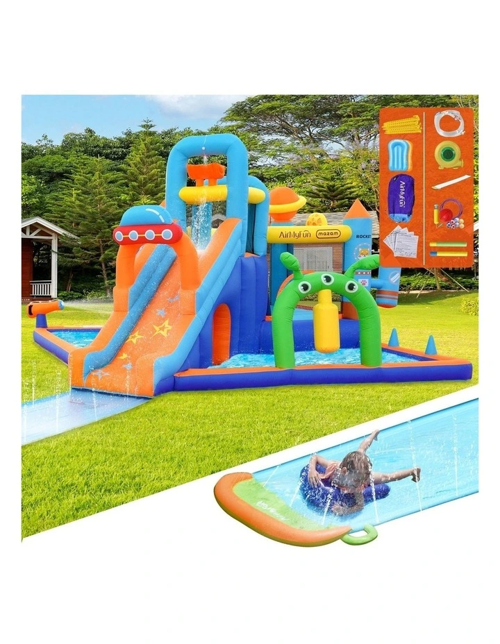AirMyFun 12 Play Zones Inflatable Trampoline Castle Space Theme Water Slide image 4