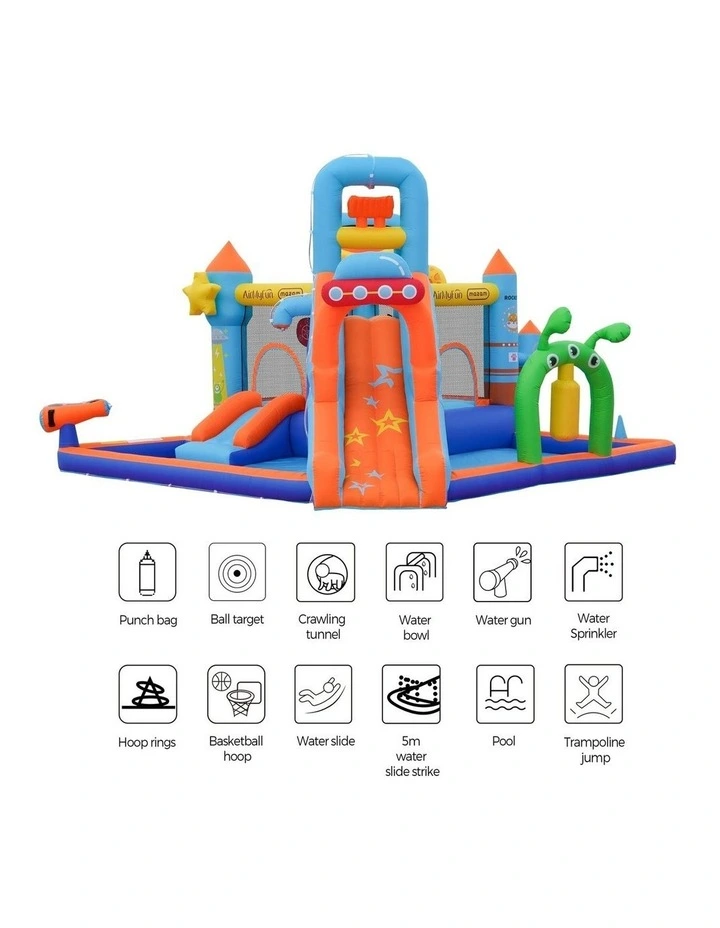 AirMyFun 12 Play Zones Inflatable Trampoline Castle Space Theme Water Slide image 7