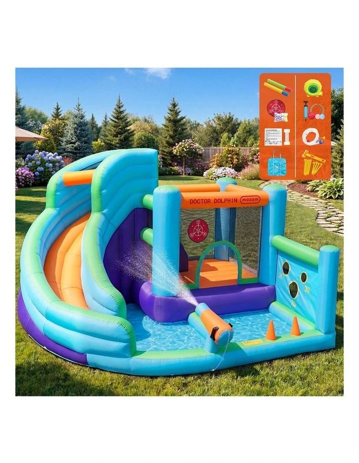 Doctor Dolphin Water Jumping Castle Inflatable Kids Bounce Trampoline Slide Play image 4