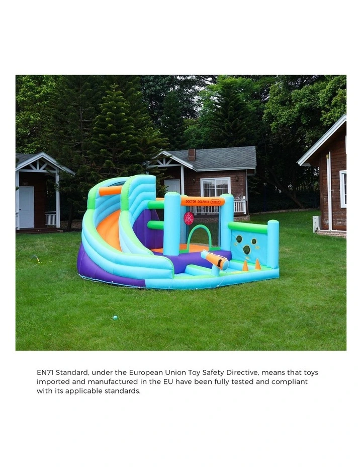 Doctor Dolphin Water Jumping Castle Inflatable Kids Bounce Trampoline Slide Play image 6
