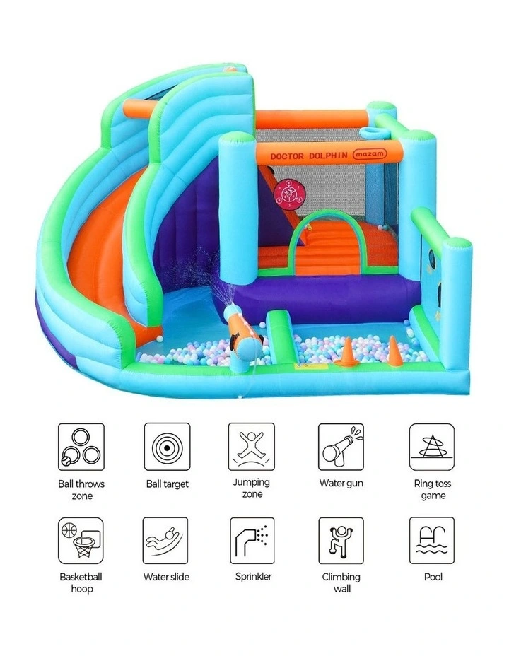 Doctor Dolphin Water Jumping Castle Inflatable Kids Bounce Trampoline Slide Play image 7