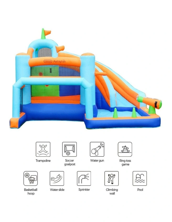 AirMyFun Water Jumping Castle Inflatable Park Kids Splash Pools Soccer Goalpost image 7