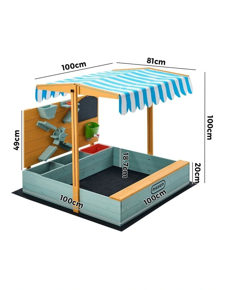 Mazam Kids Sandpit Outdoor Wooden Sandbox Beach Play Canopy Sand Play Toy Set image 3