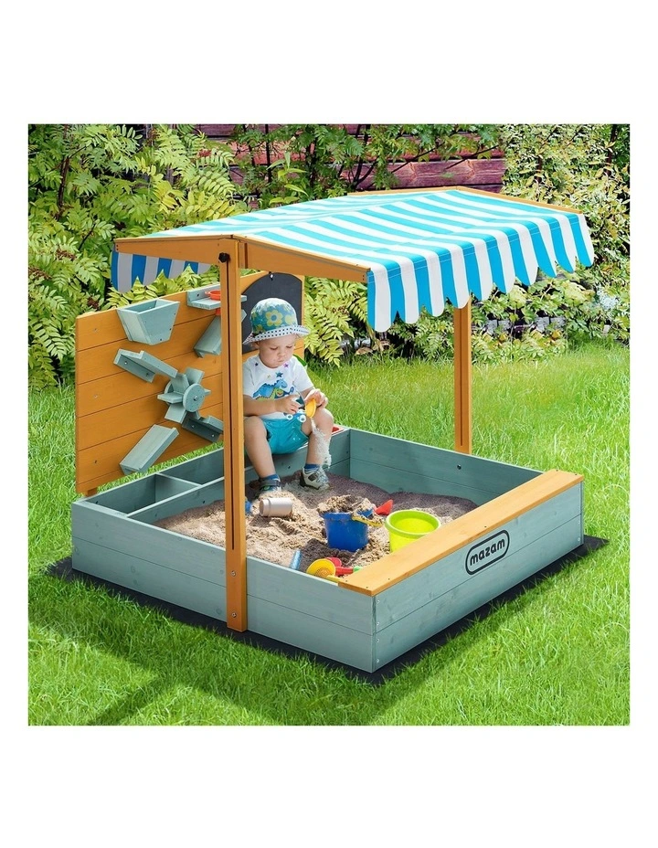 Mazam Kids Sandpit Outdoor Wooden Sandbox Beach Play Canopy Sand Play Toy Set image 4