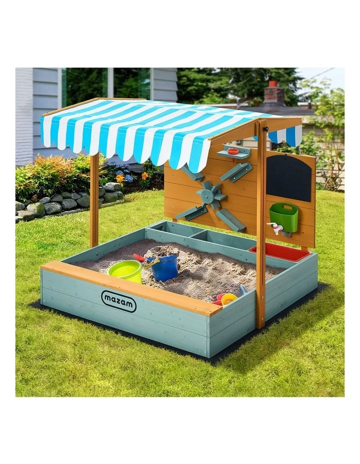 Mazam Kids Sandpit Outdoor Wooden Sandbox Beach Play Canopy Sand Play Toy Set image 5