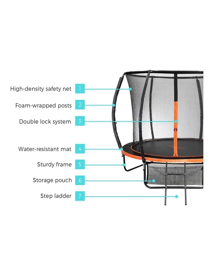 Mazam 8FT Trampoline Round Kids Trampolines Enclosure Safety Net with Ladder image 6