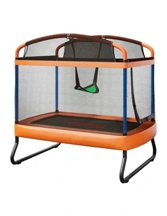 Mazam 6FT Kids Jumping Trampoline with Swing Bar Rectangular Safety Enclosure