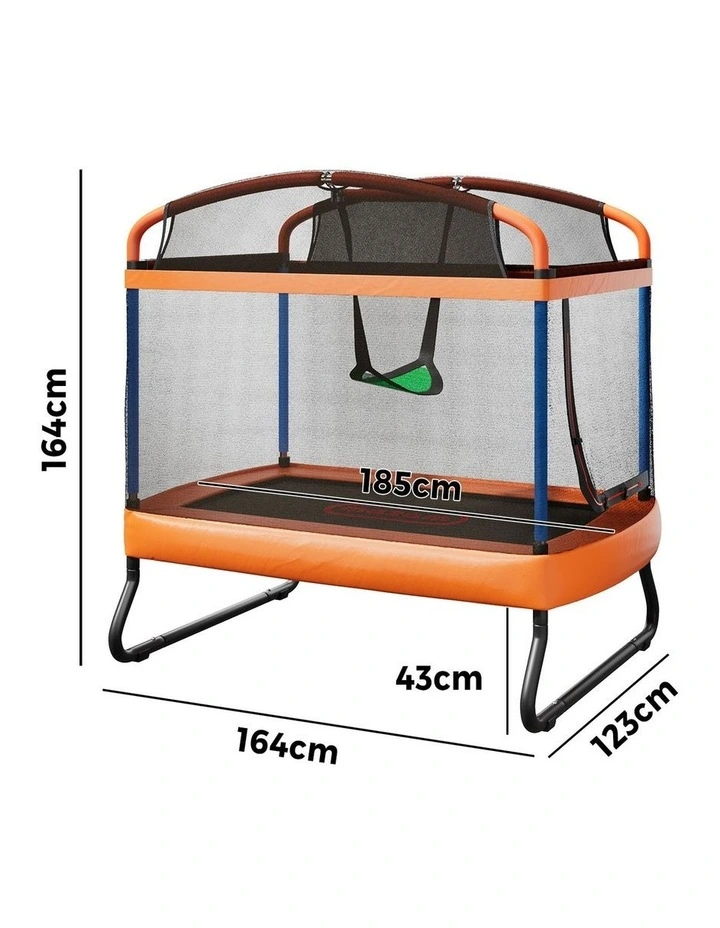 Mazam 6FT Kids Jumping Trampoline with Swing Bar Rectangular Safety Enclosure image 3