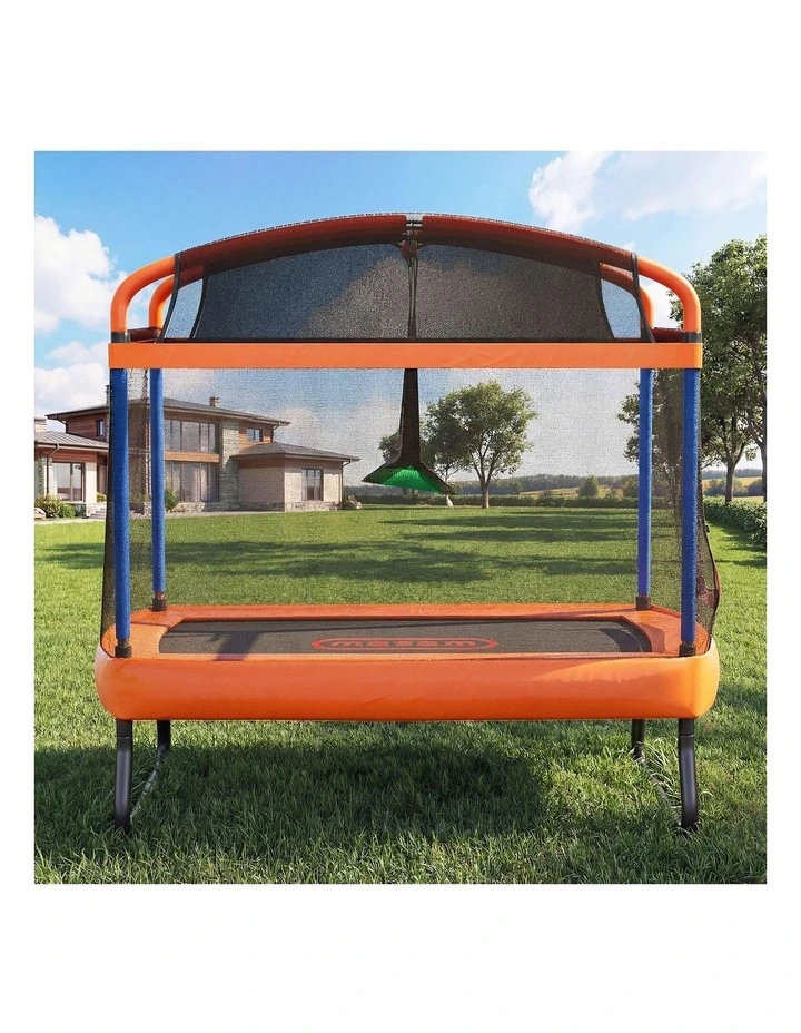 Mazam 6FT Kids Jumping Trampoline with Swing Bar Rectangular Safety Enclosure image 4