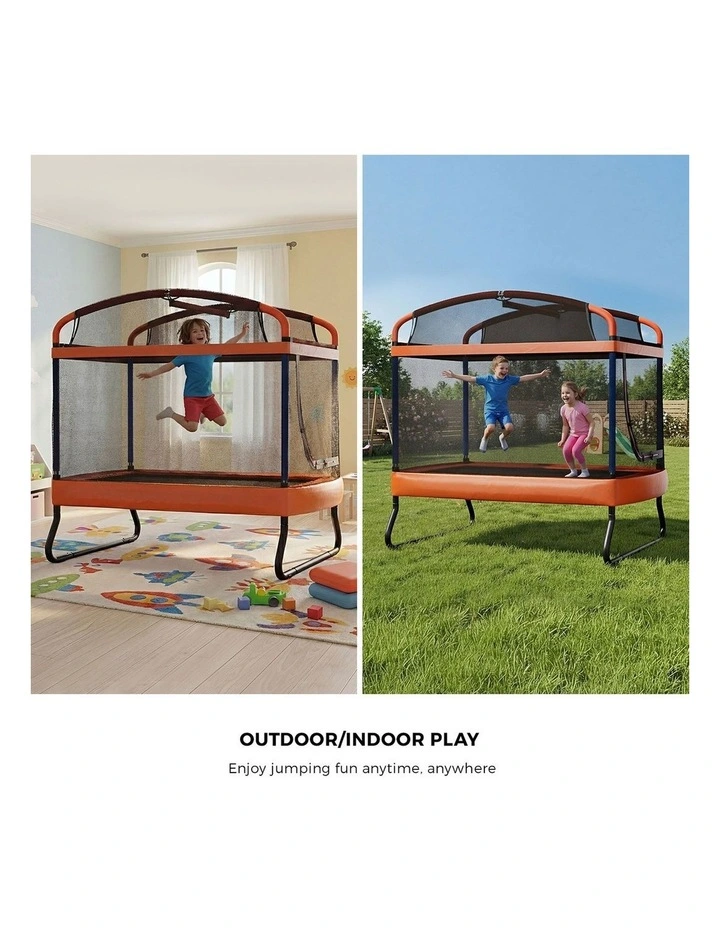 Mazam 6FT Kids Jumping Trampoline with Swing Bar Rectangular Safety Enclosure image 7
