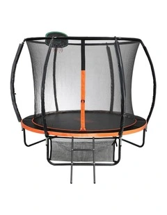 Mazam 10FT Trampoline Kids Trampolines Safety Net Basketball Set Ladder Round