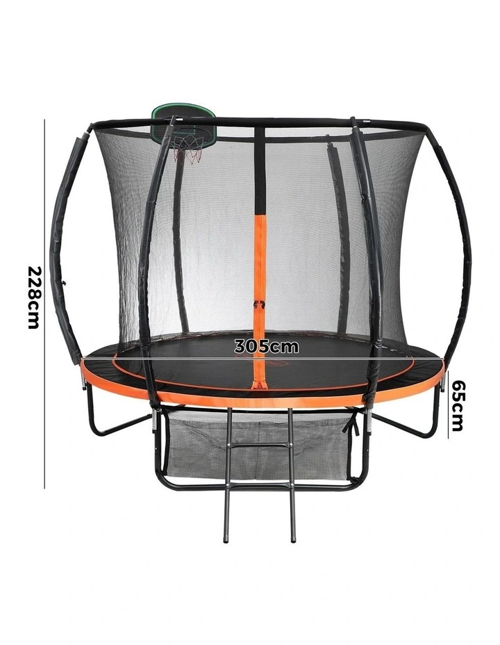 Mazam 10FT Trampoline Kids Trampolines Safety Net Basketball Set Ladder Round image 3