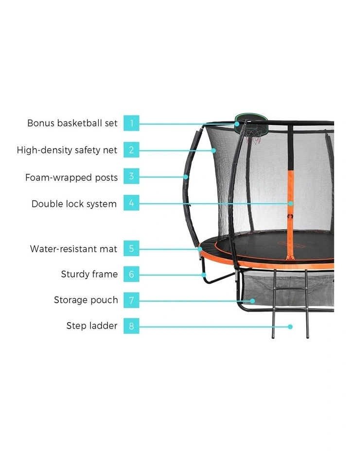 Mazam 10FT Trampoline Kids Trampolines Safety Net Basketball Set Ladder Round image 6
