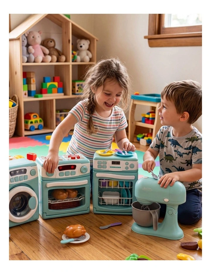 4 Piece Home Appliance Toy Mixer, Washing Machine, Oven & Dishwasher, With Lights & Sound image 2