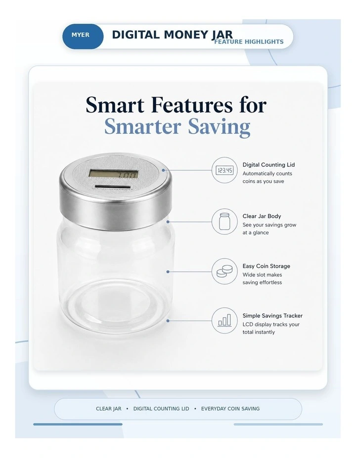 Living Today Digital Coin Counting Money Jar for Australian Coins with LCD Display image 3