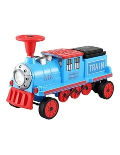 Rigo Kids Ride on Car Train 12V Electric Toy 2 Seaters Storage 87cm Blue