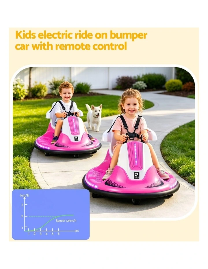 Rigo Ride on Cars Kids Bumper 12V Ride on Toy Toddler Remote Control Pink image 4