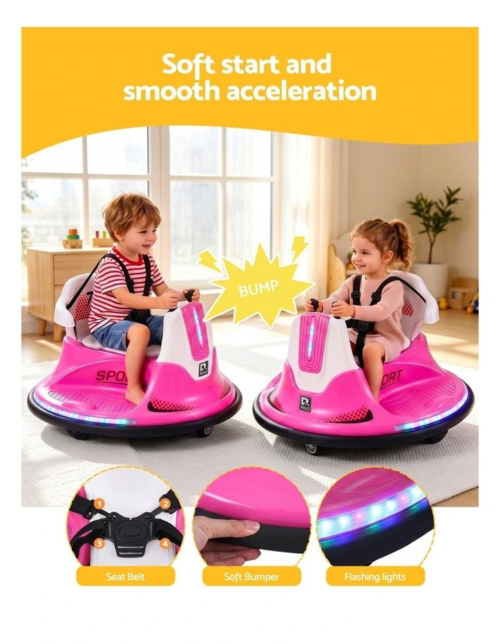 Rigo Ride on Cars Kids Bumper 12V Ride on Toy Toddler Remote Control Pink image 5