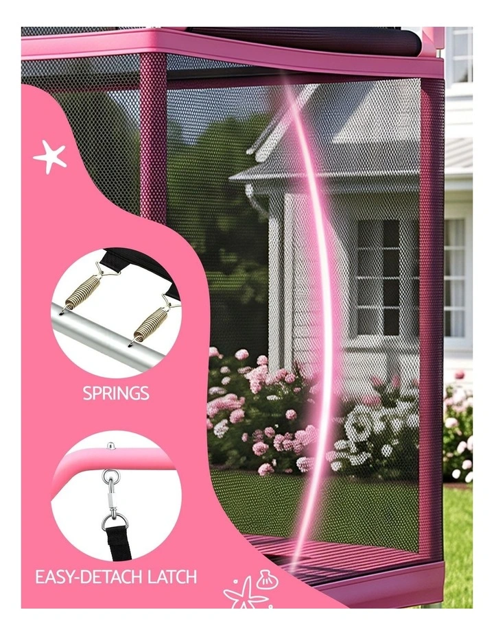 Everfit 3-in-1 Kids Rectangle 6FT Trampoline Rebounder with Swing Belt Pink image 5
