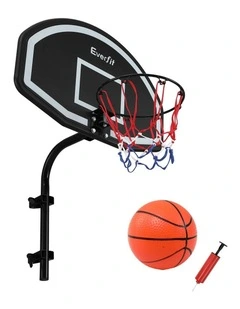 Everfit Kids Basketball Hoop with Ball and Pump Fit for Trampoline 25mm-32mm Poles Black