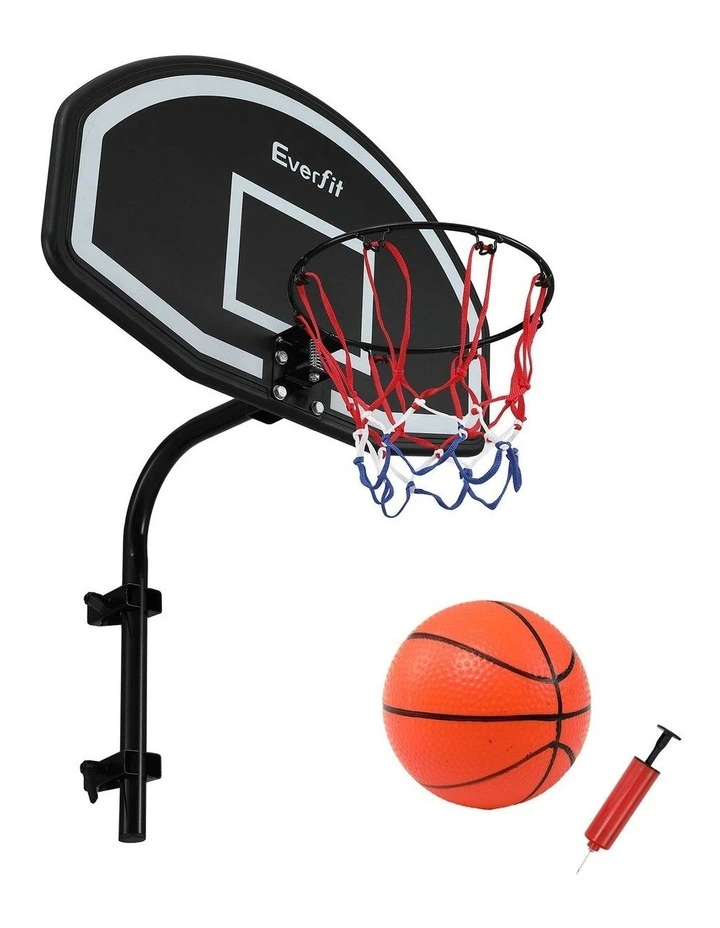 Everfit Kids Basketball Hoop with Ball and Pump Fit for Trampoline 25mm-32mm Poles Black image 1