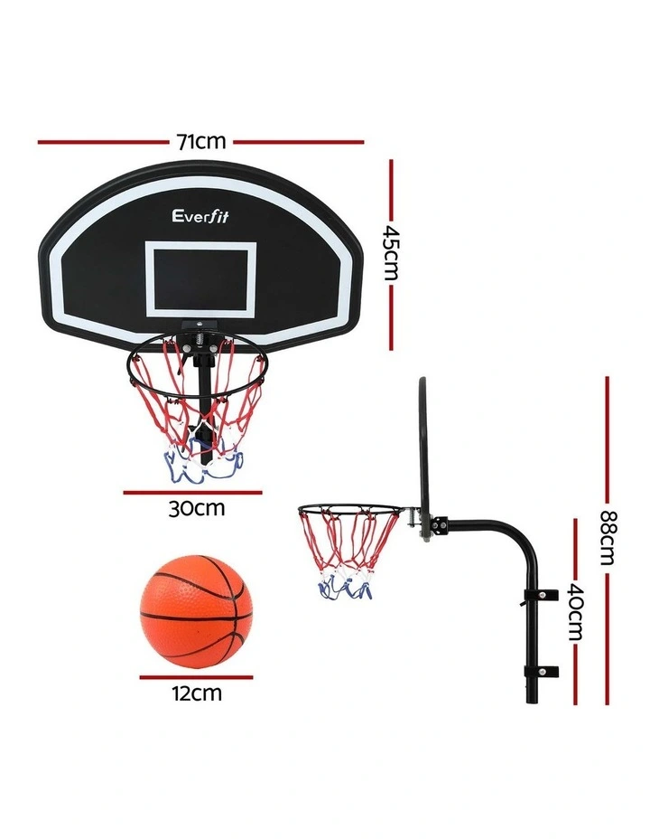 Everfit Kids Basketball Hoop with Ball and Pump Fit for Trampoline 25mm-32mm Poles Black image 2