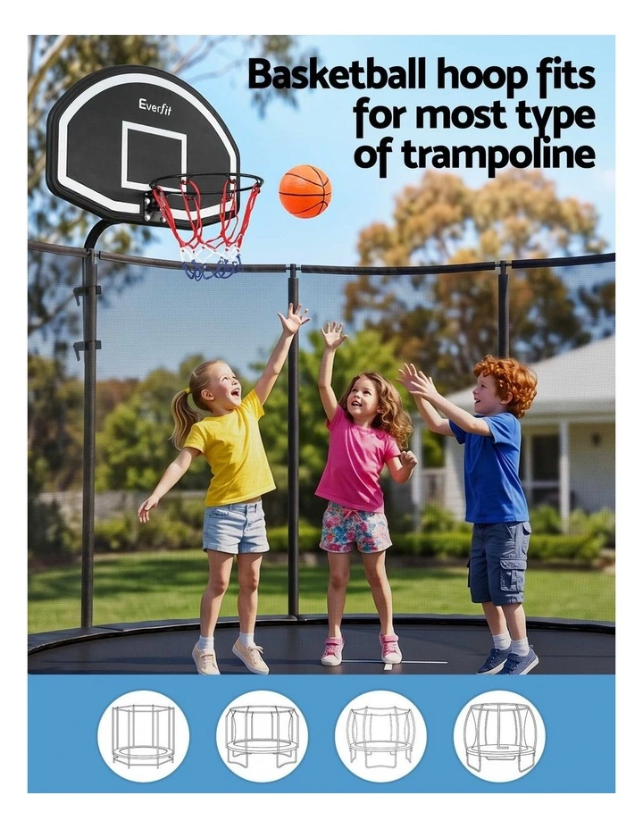 Everfit Kids Basketball Hoop with Ball and Pump Fit for Trampoline 25mm-32mm Poles Black image 5