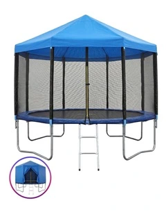 Everfit 12FT Kids Trampoline with Blue Tent Cover Ladder Rebounder Outdoor Toys