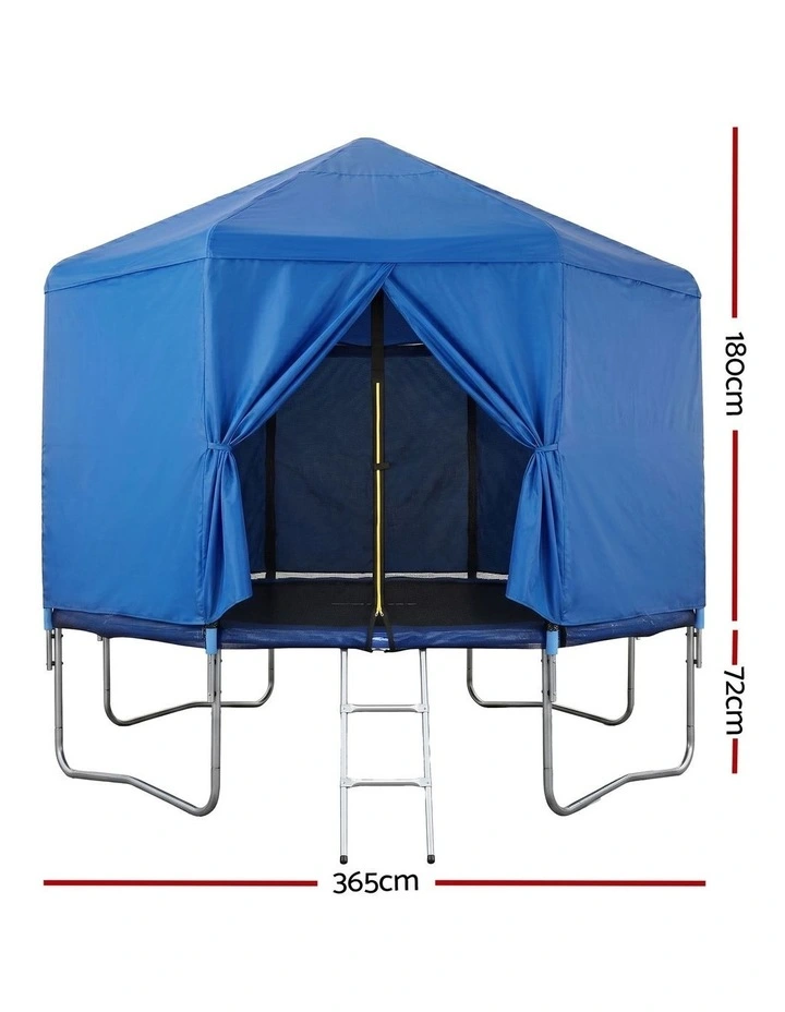 Everfit 12FT Kids Trampoline with Blue Tent Cover Ladder Rebounder Outdoor Toys image 2