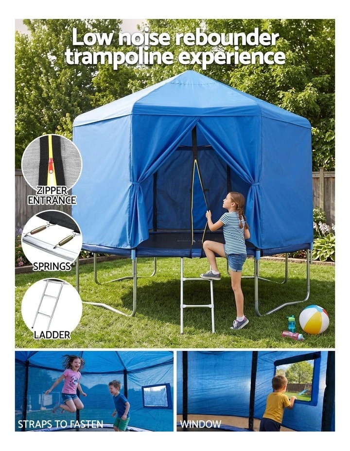 Everfit 12FT Kids Trampoline with Blue Tent Cover Ladder Rebounder Outdoor Toys image 5