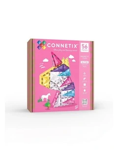 CONNETIX Magnetic Tiles Glitter Unicorn Pack, 56 Pieces