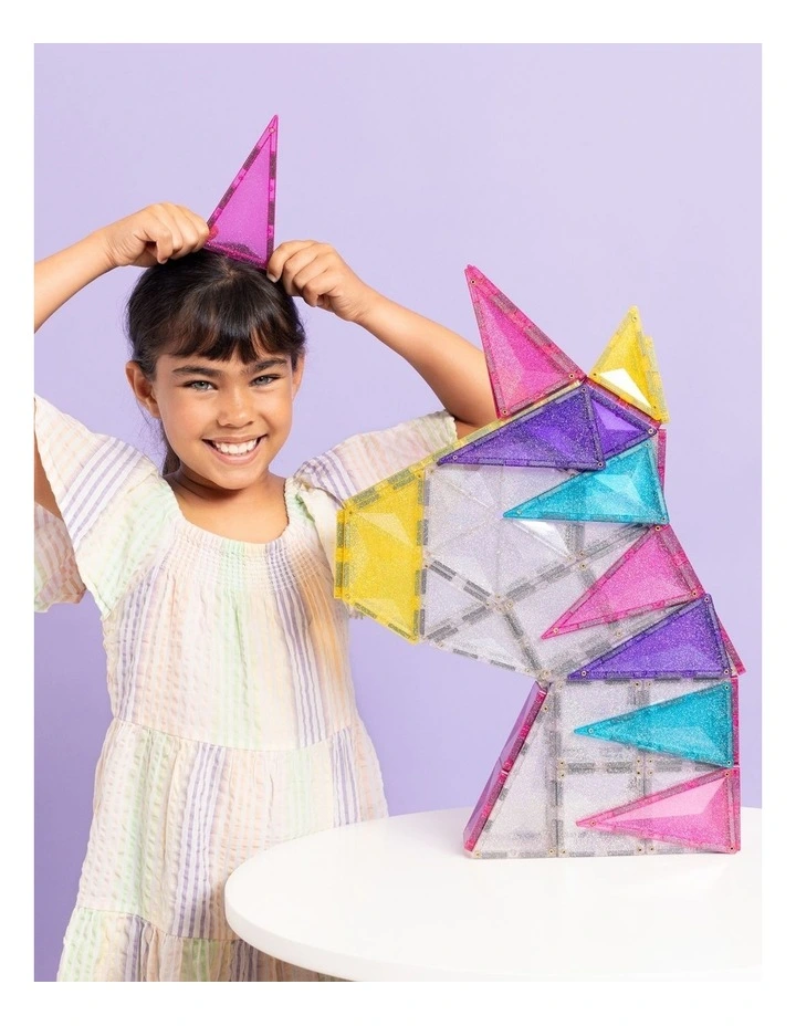 CONNETIX Magnetic Tiles Glitter Unicorn Pack, 56 Pieces image 5