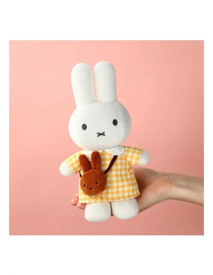 Miffy - Yellow Checkered Dress with Melanie Bag Plush Soft Toy 23cm - Ages 3 image 2