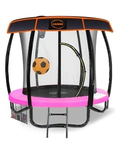 Kahuna Trampoline 6 ft with Basketball Set & Roof - Pink